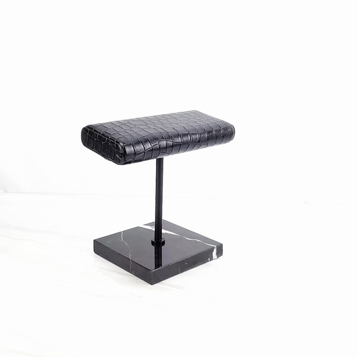 Soporte de mármol para joyería, soporte de exhibición para reloj, soporte de reloj de cuero de PU con almohada de mesa con soporte de Metal