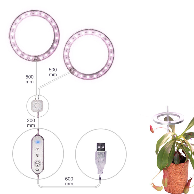 Luz LED de cultivo de espectro completo, anillo de Ángel, lámpara de cultivo Phytolamp USB para plantas, lámpara de 5V, plántulas de plantas de invernadero de flores de interior