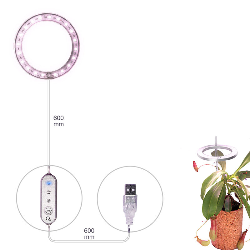 Luz LED de cultivo de espectro completo, anillo de Ángel, lámpara de cultivo Phytolamp USB para plantas, lámpara de 5V, plántulas de plantas de invernadero de flores de interior