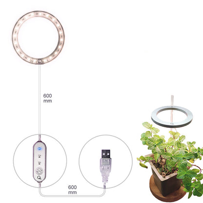 Luz LED de cultivo de espectro completo, anillo de Ángel, lámpara de cultivo Phytolamp USB para plantas, lámpara de 5V, plántulas de plantas de invernadero de flores de interior