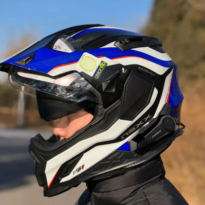 Interconexión de intercomunicador con auriculares Bluetooth para motocicleta, diseño negro puro, conducción al aire libre