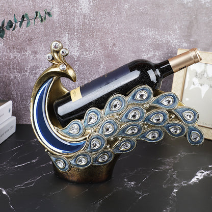 Creative Home Furnishing Peacock Wine Rack Decoration