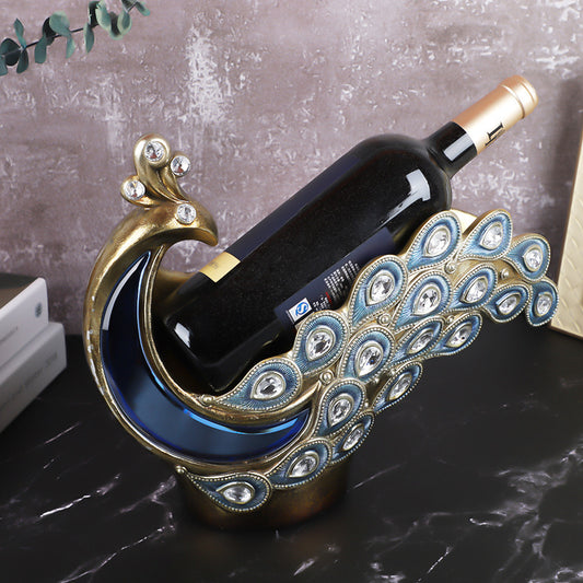 Creative Home Furnishing Peacock Wine Rack Decoration