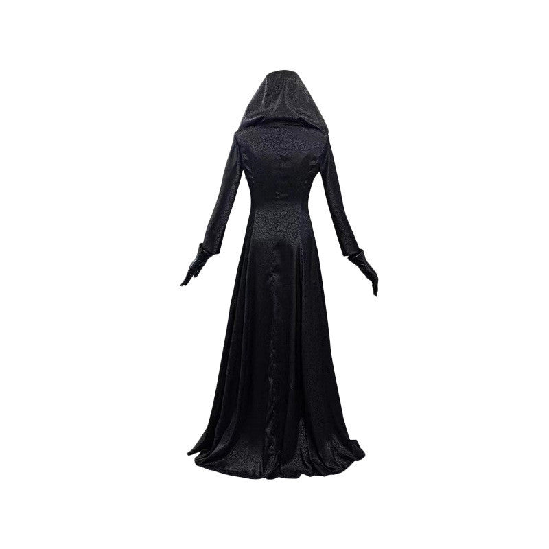 Disfraz de Halloween de vampiro negro con vestido largo para mujer