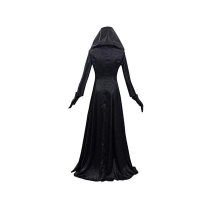 Costume d'Halloween pour femme vampire noire longue robe