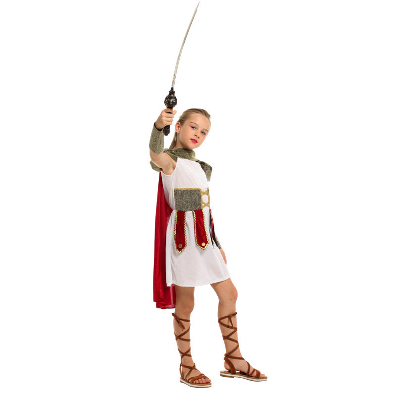 Halloween Children'S Fancy Dress Ball Party Show Roman Royal Female Warrior