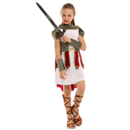 Halloween Children'S Fancy Dress Ball Party Show Roman Royal Female Warrior