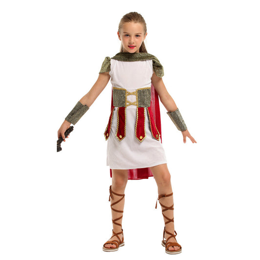 Halloween Children'S Fancy Dress Ball Party Show Roman Royal Female Warrior