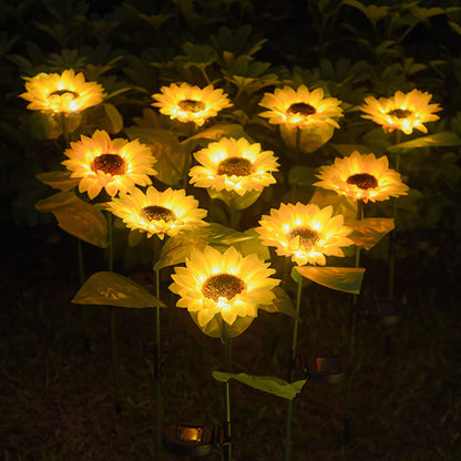 Lampes solaires à LED en forme de tournesol, lumières décoratives