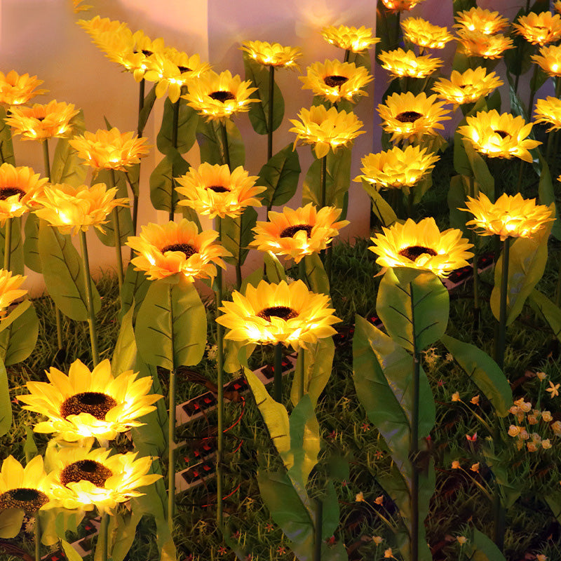 Lampes solaires à LED en forme de tournesol, lumières décoratives