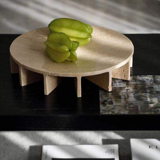 Rock Imitation Marble Travertine Base Coffee Table Tray