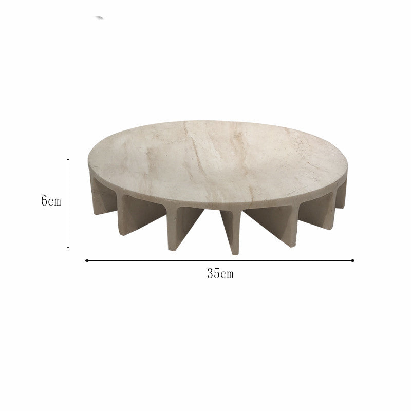 Rock Imitation Marble Travertine Base Coffee Table Tray