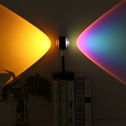 Lampe de projection arc-en-ciel coucher de soleil à double tête USB pour chambre à coucher