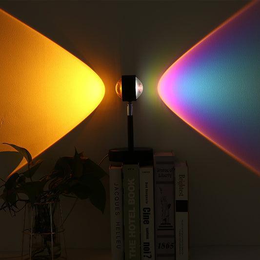 Lampe de projection arc-en-ciel coucher de soleil à double tête USB pour chambre à coucher