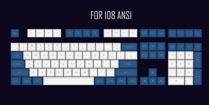 Teclado mecánico azul y blanco con grabado láser