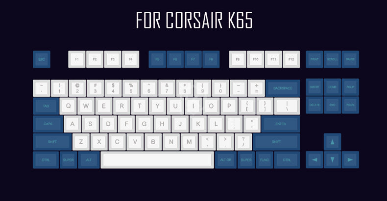 Teclado mecánico azul y blanco con grabado láser