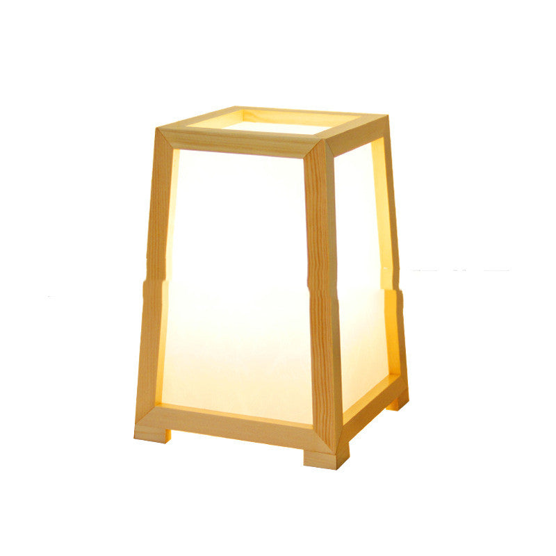 Solid Wood Table Lamp Tatami Bedroom Bedside Led Light Dimmable