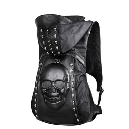 Mochila con capucha y sombrero de calavera para Halloween, estilo steampunk, con remaches, para Europa y América