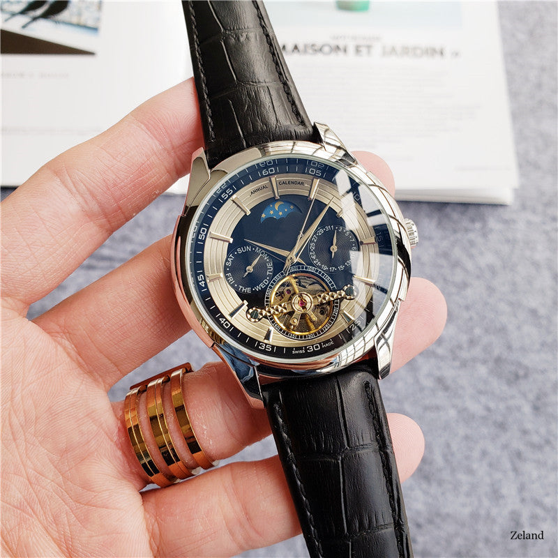 New Watch Manufacturers Wholesale Large Flywheel Mechanical Belt Moon Phase