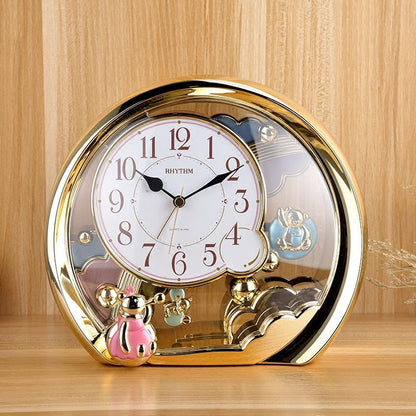 Adornos de reloj de escritorio de lujo para sala de estar, dormitorio, estilo europeo, dibujos animados