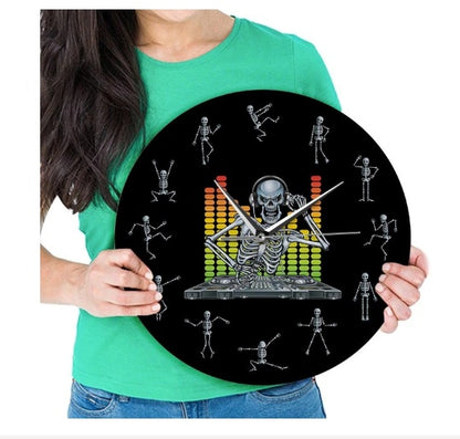 Dj Music Mix Skull Wall Clock Dancing Skull Clock Home Living Room Decoration Halloween