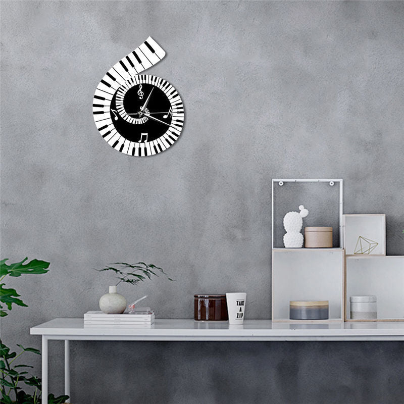 Reloj de pared decorativo, clave de sol, teclado de Piano, notas musicales, decoración Irregular, reloj de pared transfronterizo