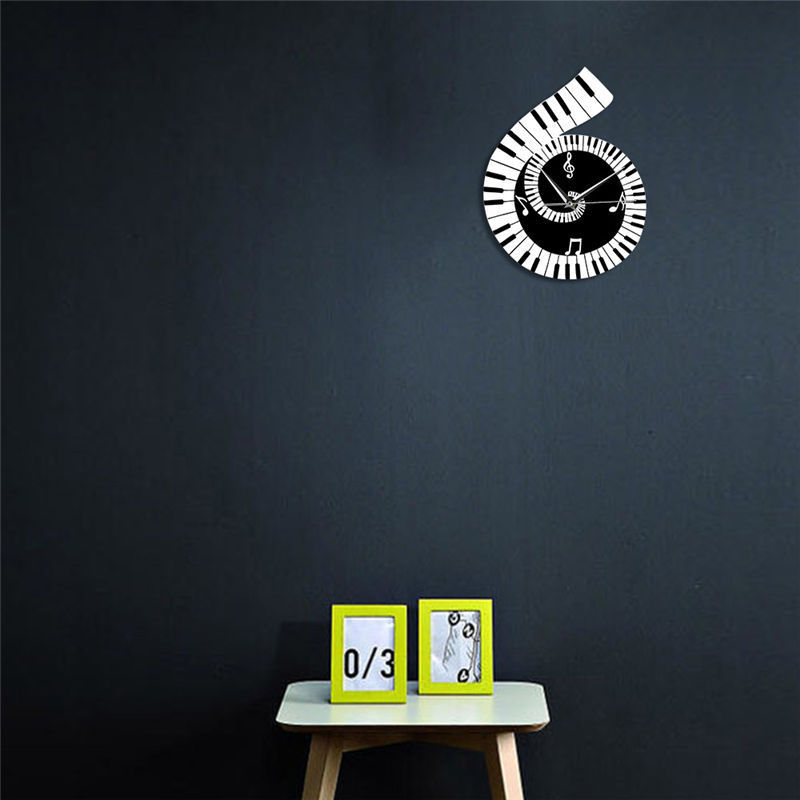 Reloj de pared decorativo, clave de sol, teclado de Piano, notas musicales, decoración Irregular, reloj de pared transfronterizo