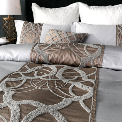 New Chinese Model Room Bedding, Light Luxury Cotton Embroidered Grey Series