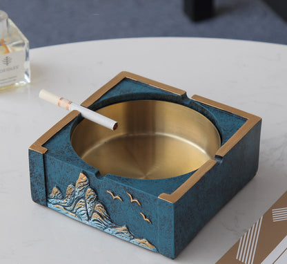 Cenicero sencillo para oficina, decoración nórdica de ciervos Ins, personalidad creativa con tapa, decoración de mesa de té para sala de estar