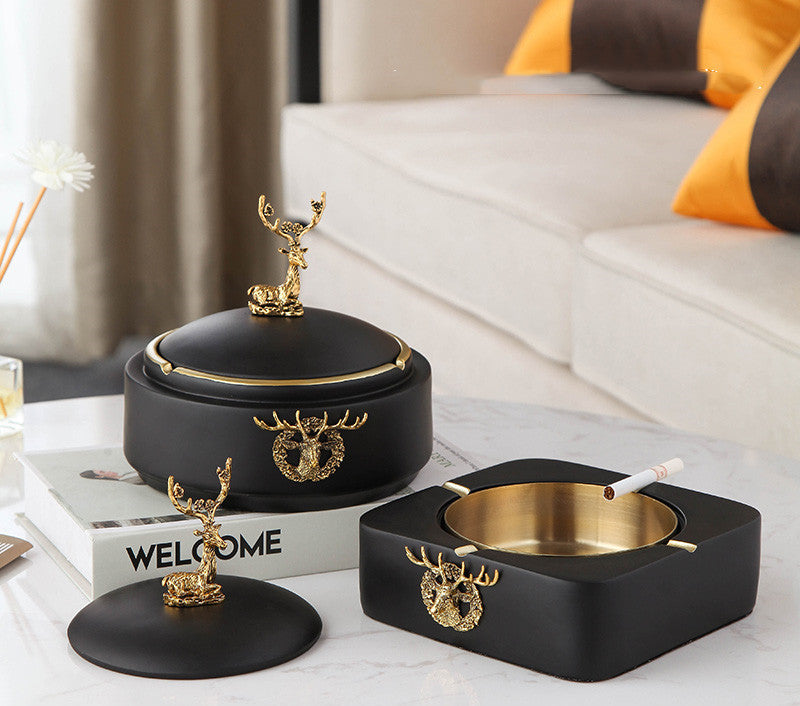 Simple Office Ashtray Nordic Ins Deer Decoration Creative Personality With Lid Living Room Tea Table Decoration