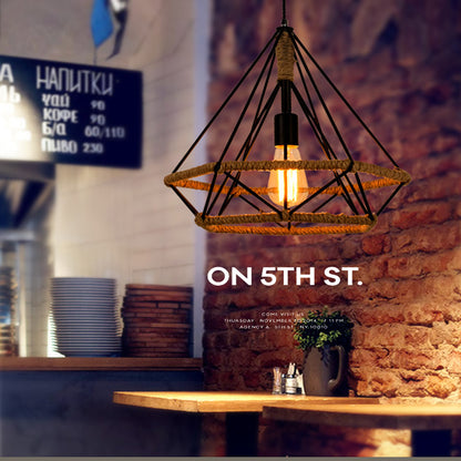 Rustic Twine Lamp Industrial Style Retro Chandelier