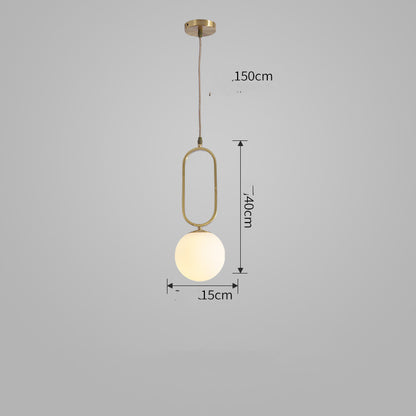 All Copper Nordic Restaurant Lamp Bar Table Chandelier Simple Creative Bedside Lamp Single Head Clothing Store Glass Spherical Lamp