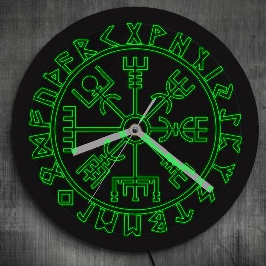 Horloge murale avec signe Rune, décoration de la maison, temps