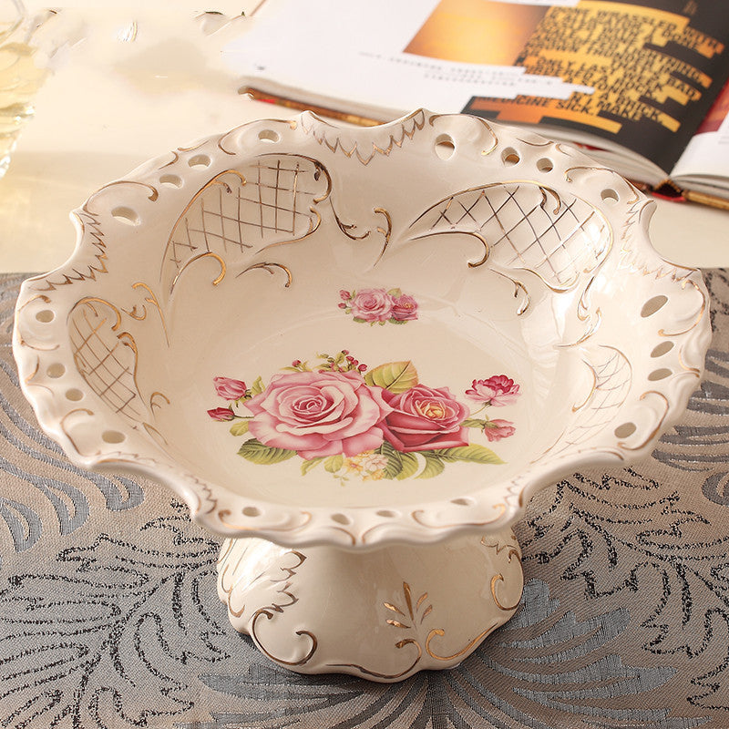 European-Style Fruit Plate Three-Piece Ceramic Tea Table Decoration Living Room Fruit Plate