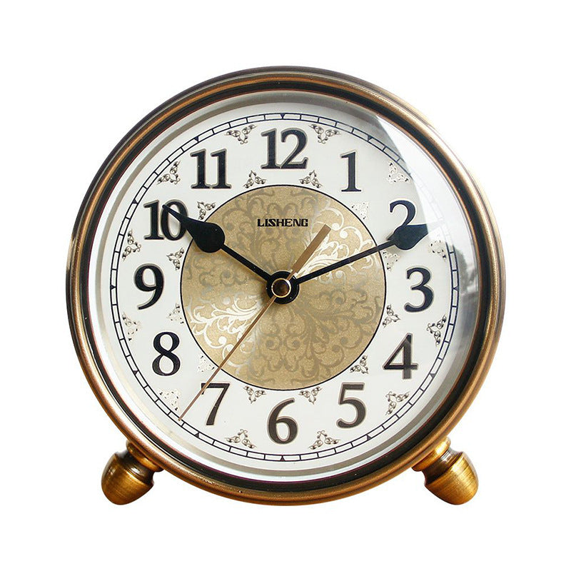 Metal Retro Table Clock Silent European Style Living Room