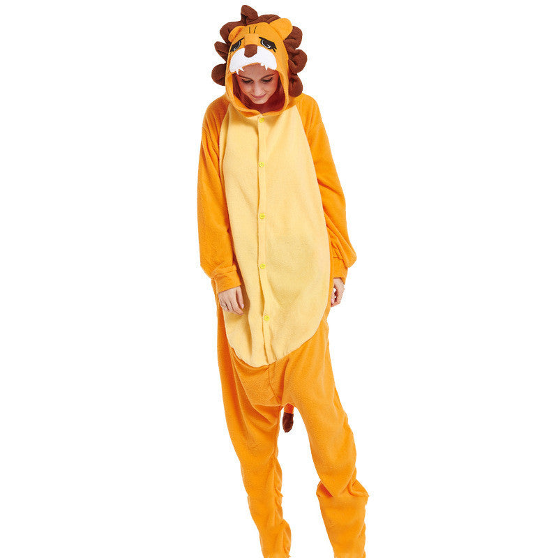 Pijama de una pieza con dibujos animados de El Rey León para amantes de Halloween, ropa gruesa para el hogar de otoño e invierno, disfraz de actuación de Simba