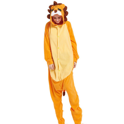 Pyjama une pièce pour amoureux du Roi Lion d'Halloween, dessin animé d'animaux, vêtements de maison épais pour amoureux, costume de performance Simba d'automne et d'hiver