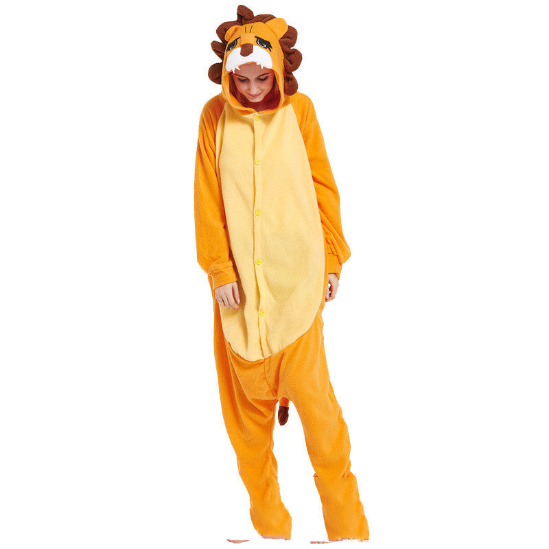 Pyjama une pièce pour amoureux du Roi Lion d'Halloween, dessin animé d'animaux, vêtements de maison épais pour amoureux, costume de performance Simba d'automne et d'hiver