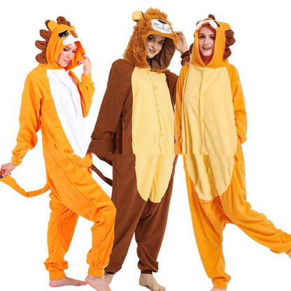 Pijama de una pieza con dibujos animados de El Rey León para amantes de Halloween, ropa gruesa para el hogar de otoño e invierno, disfraz de actuación de Simba