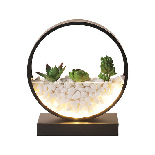 Table Lamp Creative Bedroom Bedside Table Simple Personality Household Succulents Decorative Lamp