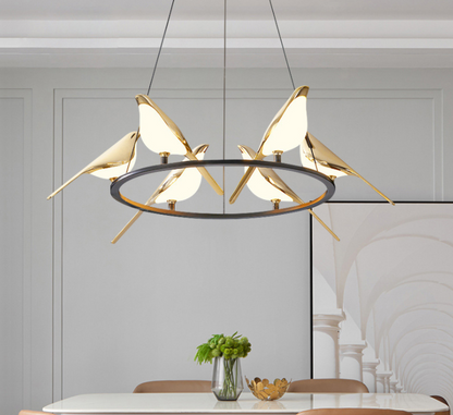 Nordic Minimalist Dining Table Bird Art Living Room Chandelier