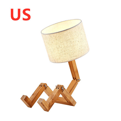 Creative Small Machine Humanoid Table Lamp Wooden Table Lamp Fashion Design Home Decor