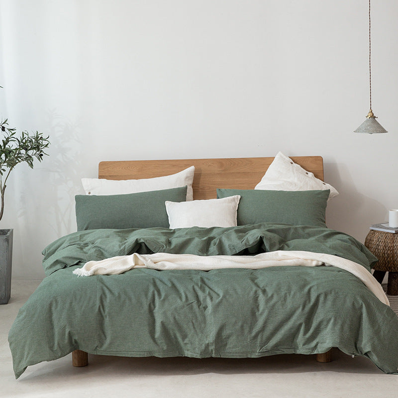 Sábana de cama individual y doble de estilo japonés Muji con entramado de colores puros para cama y desayuno