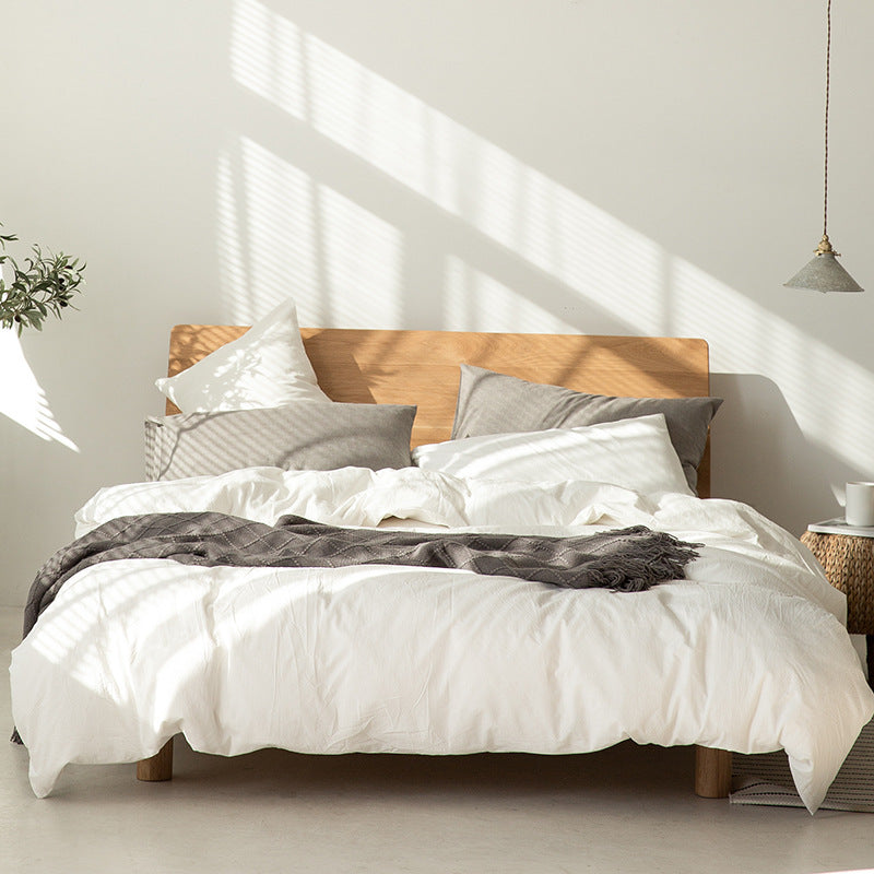 Sábana de cama individual y doble de estilo japonés Muji con entramado de colores puros para cama y desayuno