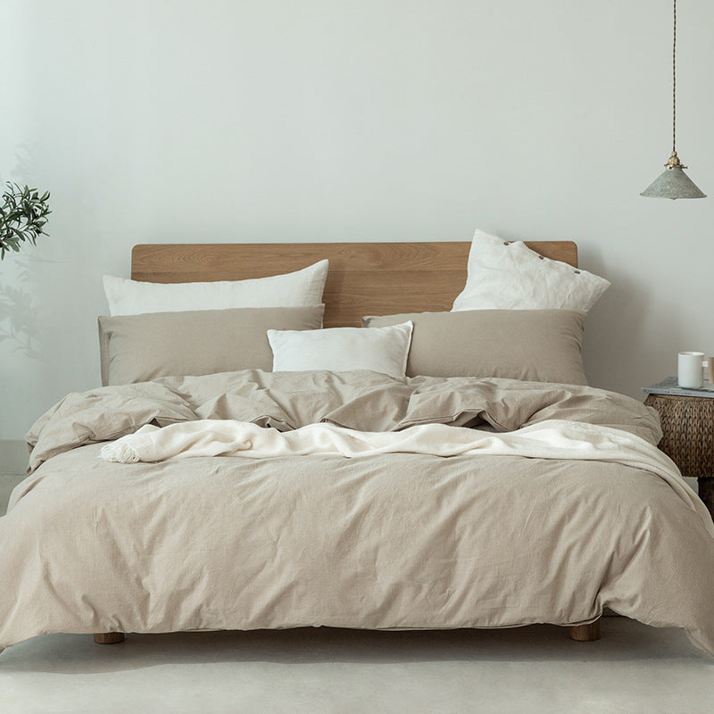 Sábana de cama individual y doble de estilo japonés Muji con entramado de colores puros para cama y desayuno