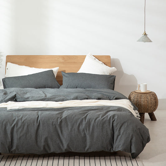 Sábana de cama individual y doble de estilo japonés Muji con entramado de colores puros para cama y desayuno