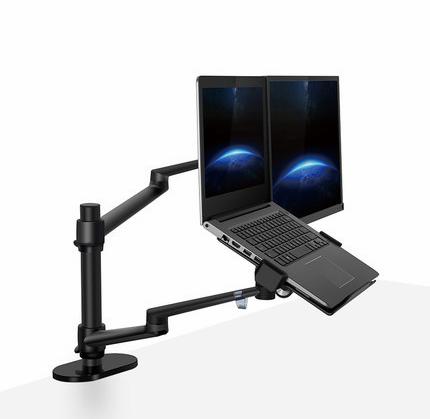 Soporte ergonómico multifunción de aluminio para ordenador portátil, soporte para Monitor de escritorio, movimiento completo con barra de columna