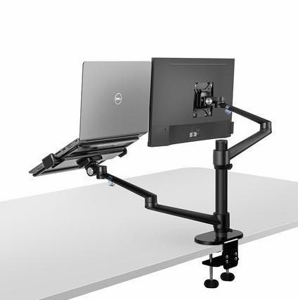 Support ergonomique multifonction en aluminium pour ordinateur portable, moniteur de bureau, mouvement complet avec barre de colonne