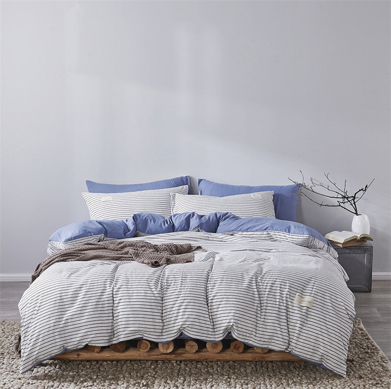 Simple Cotton Bed Linen Quilt Cover Three-Piece Dormitory