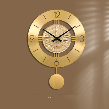 Metal Wall Clock With Elegant Pendulum